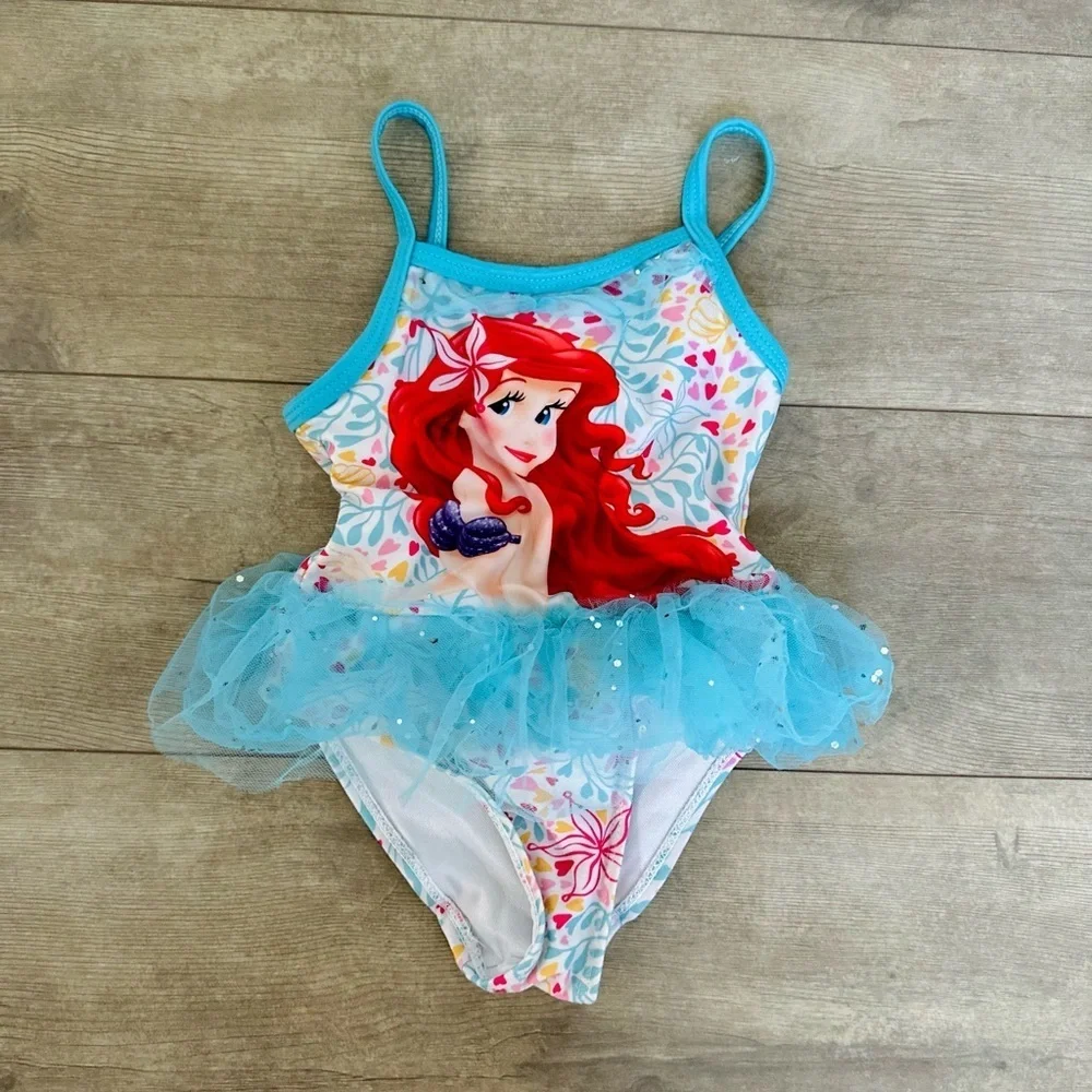 Disney Ariel Little Mermaid Swimsuit TuTu Toddler Girl Size 2T One-Piece Swim